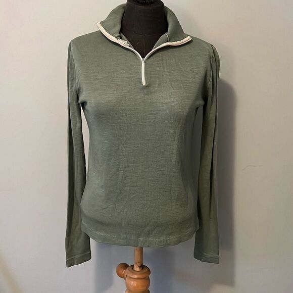 Fritzi Sweaters - Fritzi Women's Green 1/4 Zip Long Sleeve Pullover Sweater Size Medium